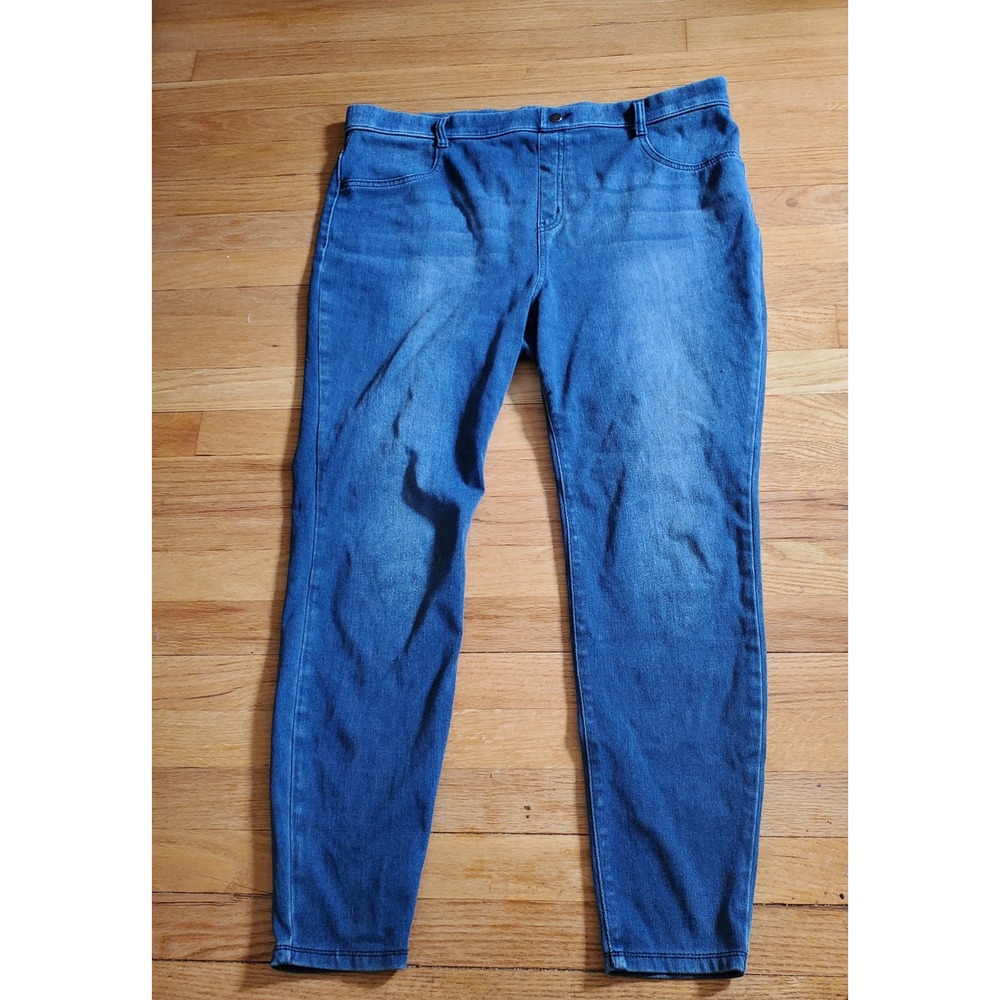 Time and Tru Womens XXL 20 High Rise Pull On Jeggings Medium Wash Denim Stretch